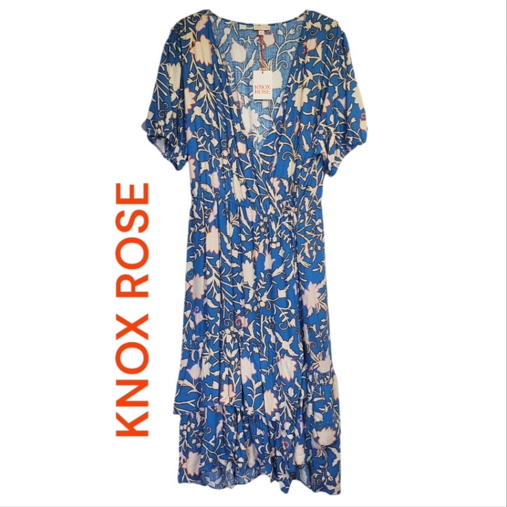 Knox Rose Blue and White Floral Maxi Dress